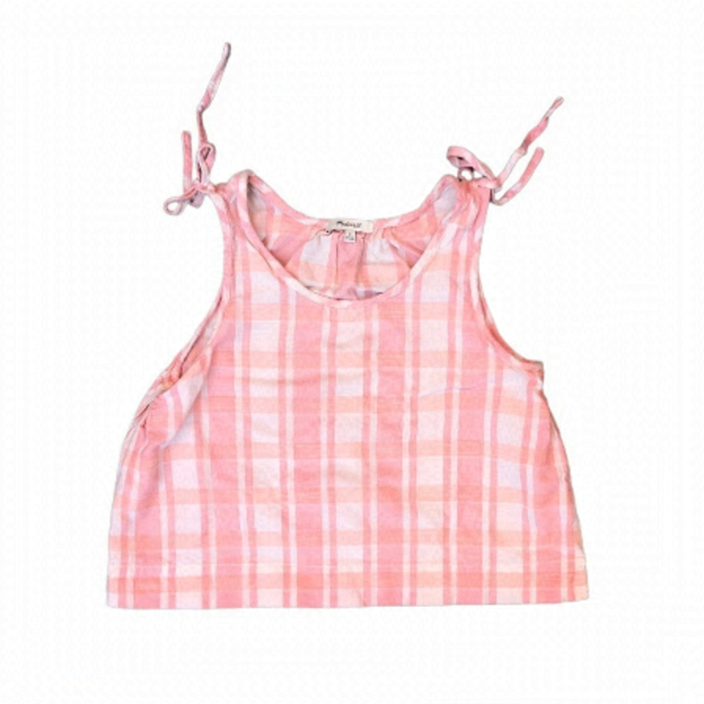 MADEWELL pink plaid cropped tank top size S